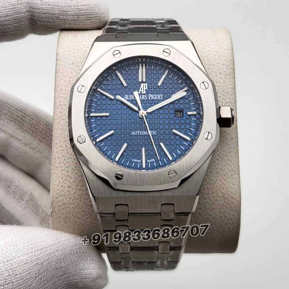 audemars piguet royal oak first copy Silver Blue Dial