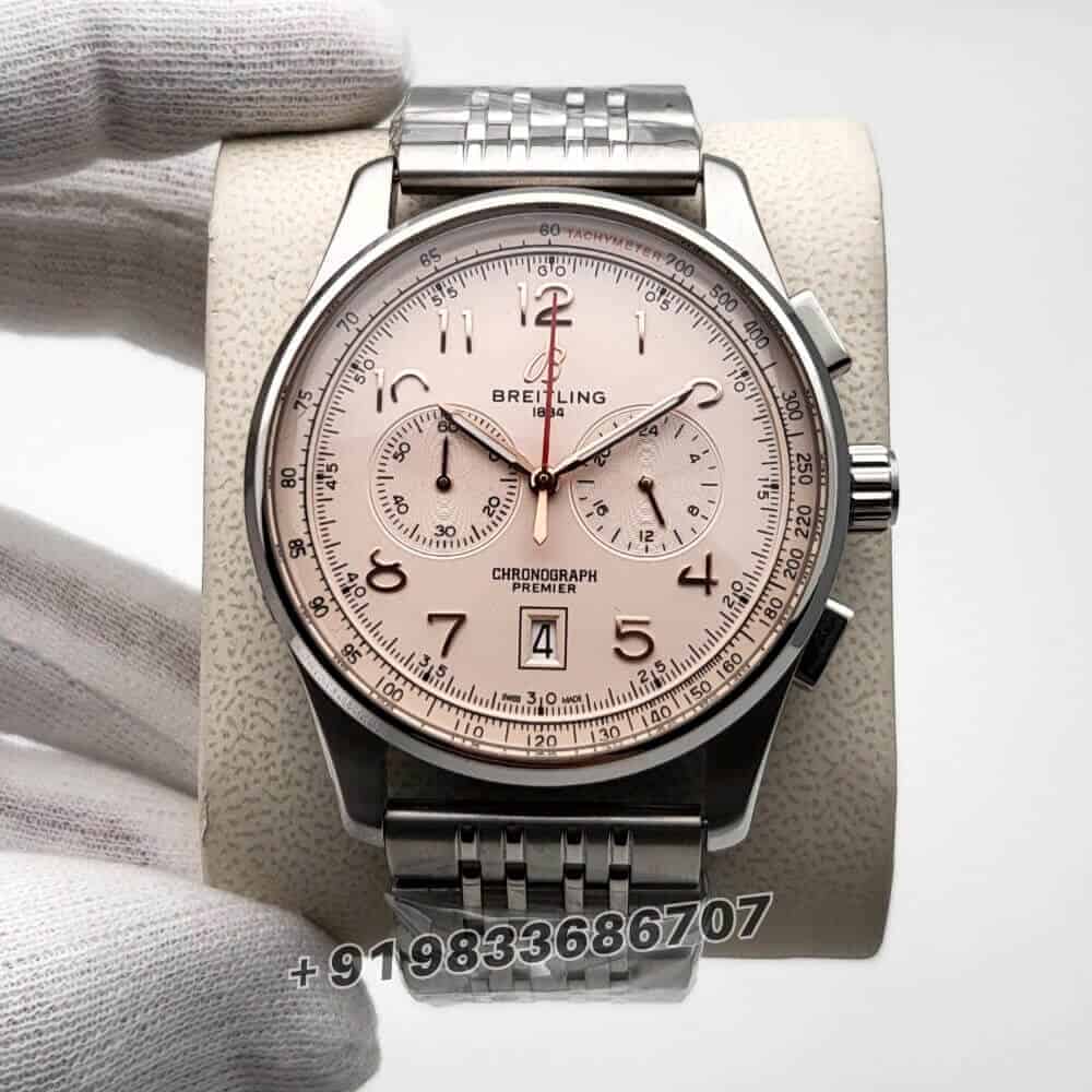 Breitling Premier B01 Chronograph Stainless Steel Off white Dial Super High Quality Watch