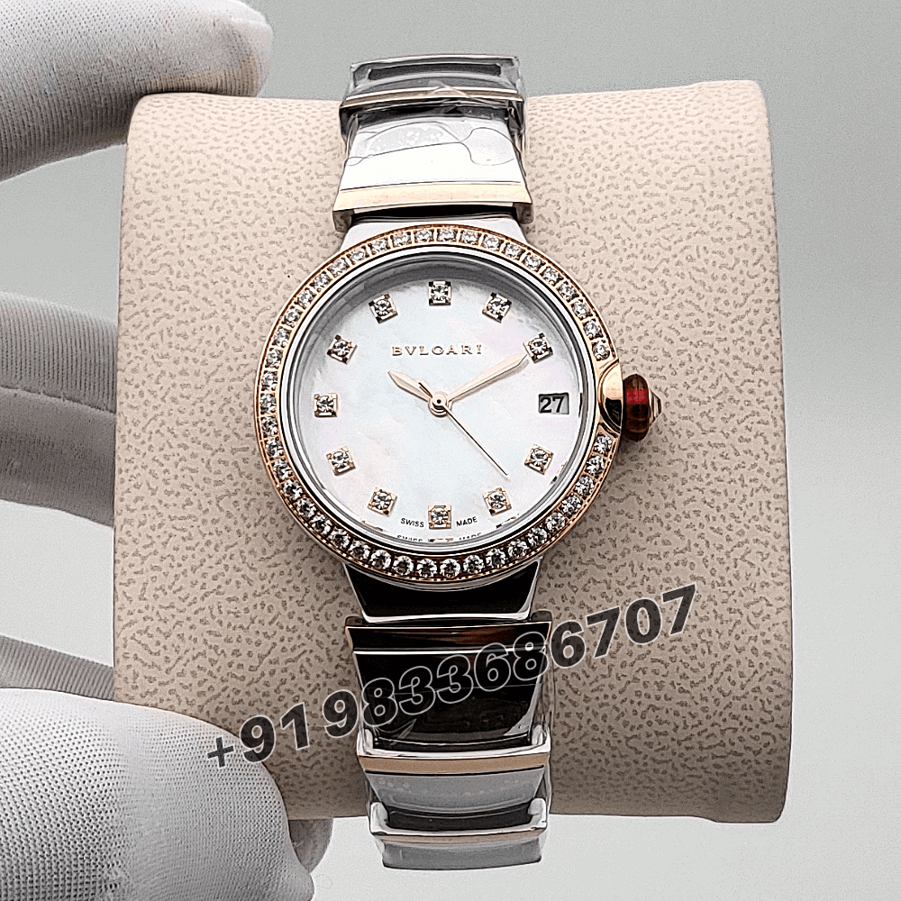 Bvlgari Lvcea Stainless Steel and Rose Gold mother-of-pearl Dial High Quality Women’s Watch