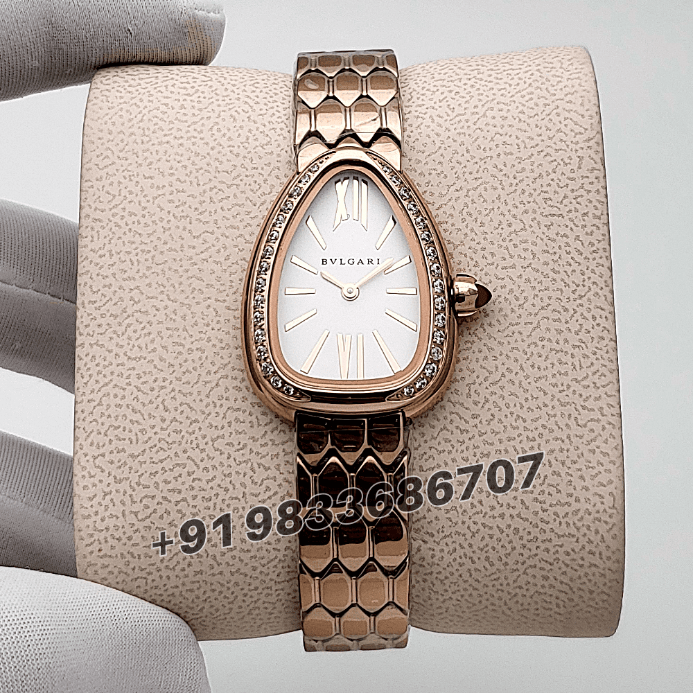 Bvlgari Serpenti Seduttori Rose Gold Diamond Set White Dial High Quality Women’s Watch