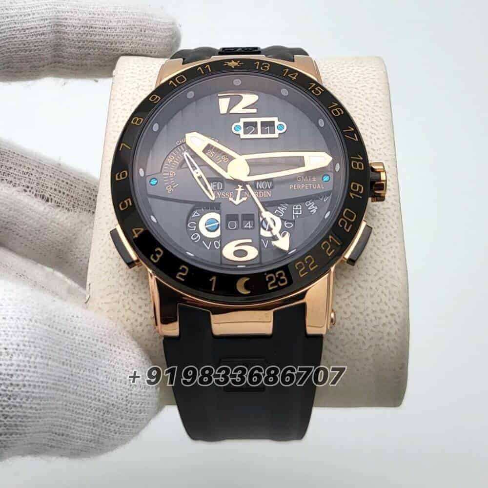 Ulysse Nardin El Toro Black Rose Gold Super High Quality Swiss Automatic Watch (1)